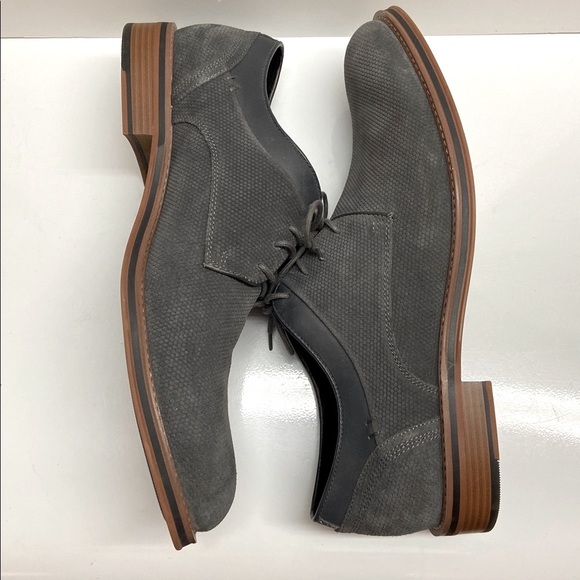 Joseph Abboud Cannon Lace Up Oxfords Grey Leather Honeycomb Pattern - Picture 5 of 8